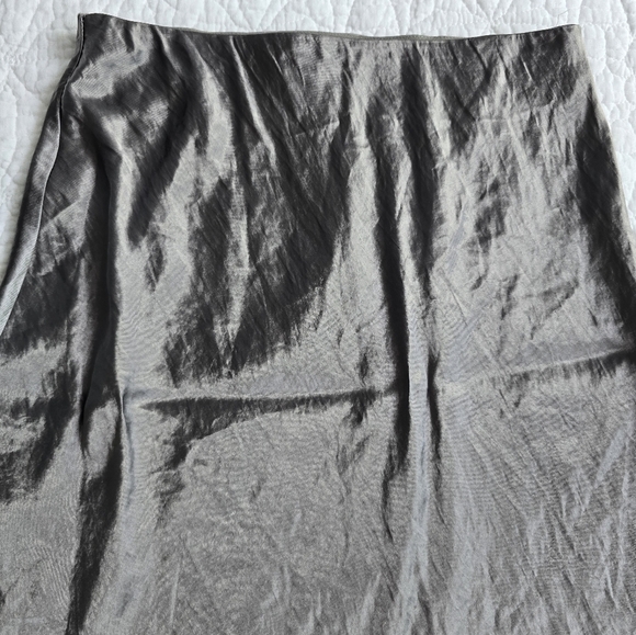 Aritzia Babaton Gunmetal Grey Midi Satin Slip Skirt - Picture 2 of 9
